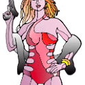 pinup maedchen girl mit pistole-illustration-comic-individuell-cartoons-zeichnungen-mausebaeren